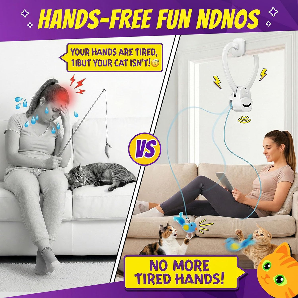 Aoioploa hanging bird chase kitten exercise toy with USB charging port view