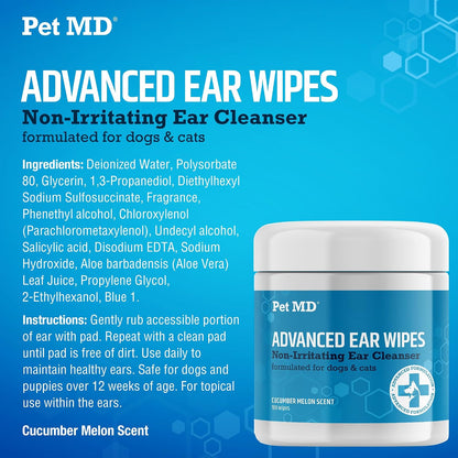 Pet MD ear wipes container with lid open