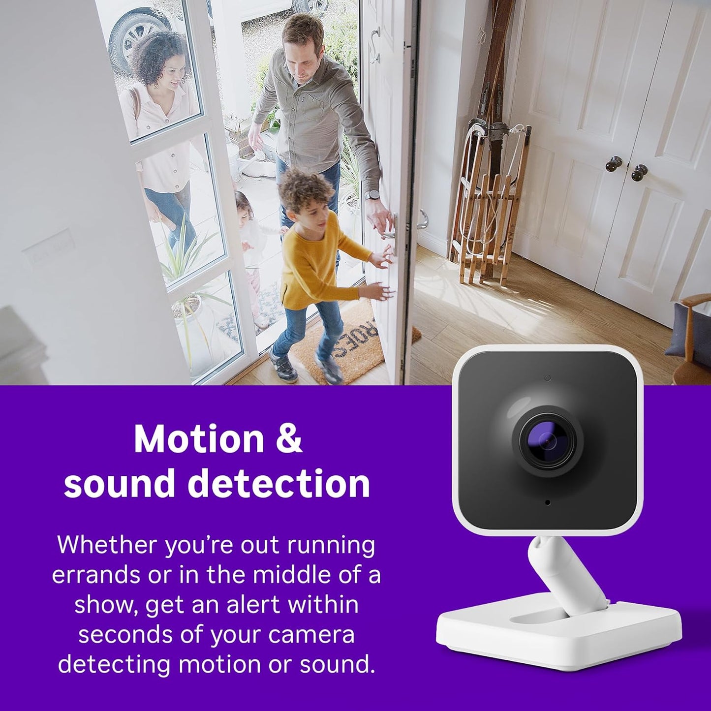 Smartphone app interface displaying Roku camera live feed