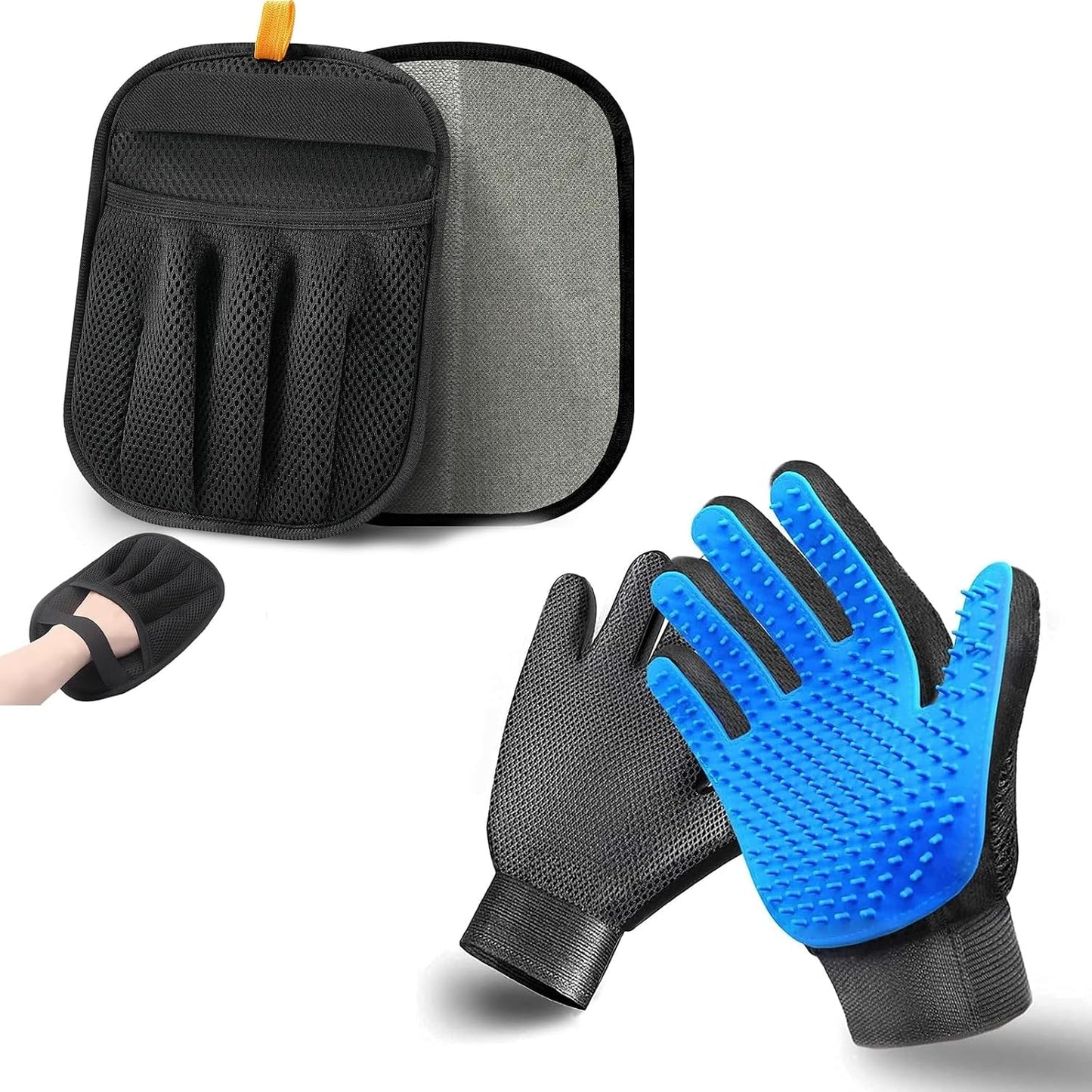 NVNAN Pet Hair Removal Glove for Dogs & Cats, 2-in-1 Deshedding Brush & Massage Mitt - Grooming Gloves for Shedding Control, Bathing and Washing, Safe for Short/Long Hair Pets 2-Pack (Blue) - Image 11