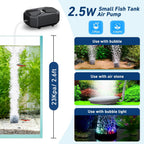 Hygger aquarium air pump connected to airline tubing and air stone.