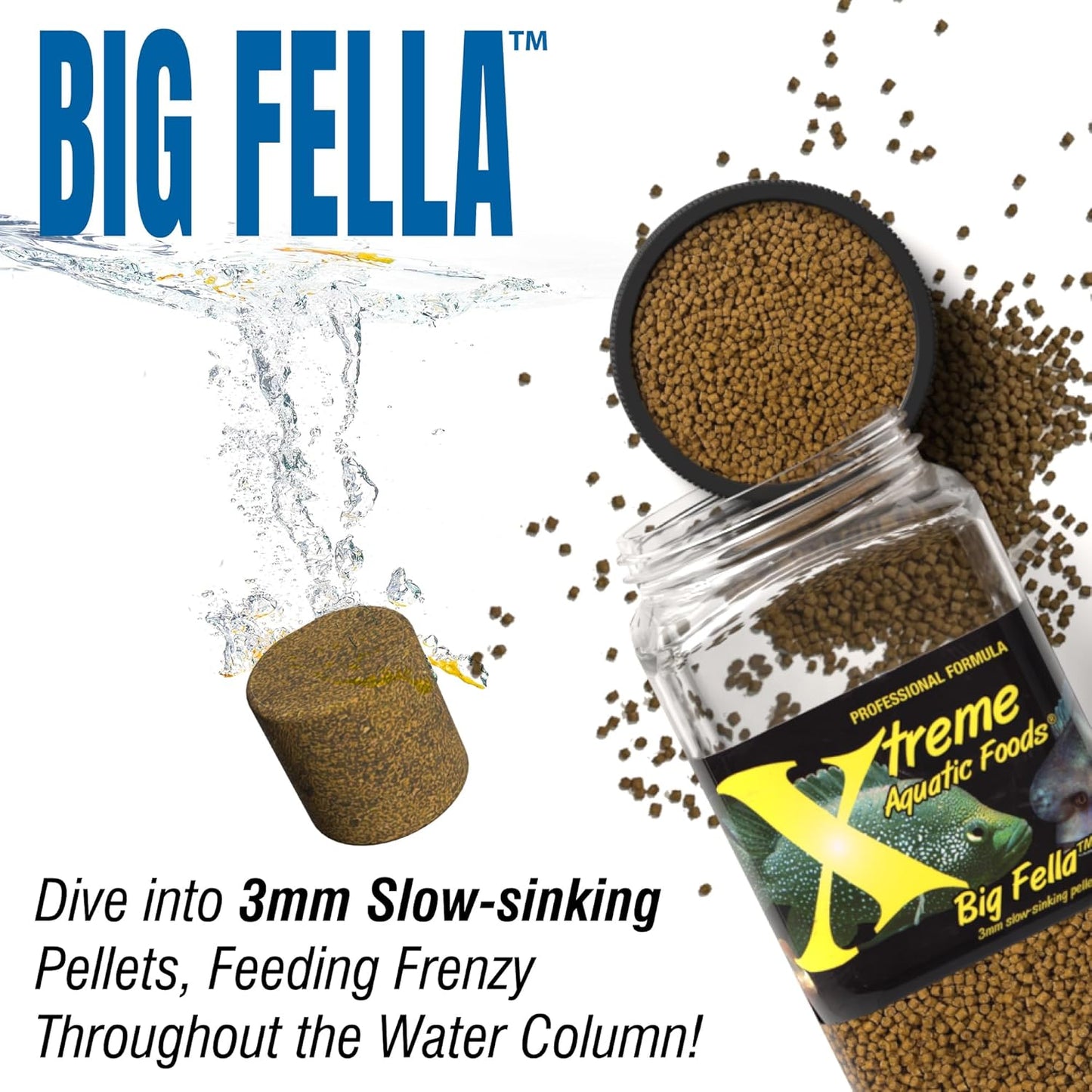 Medium cichlids feeding on Xtreme Big Fella pellets
