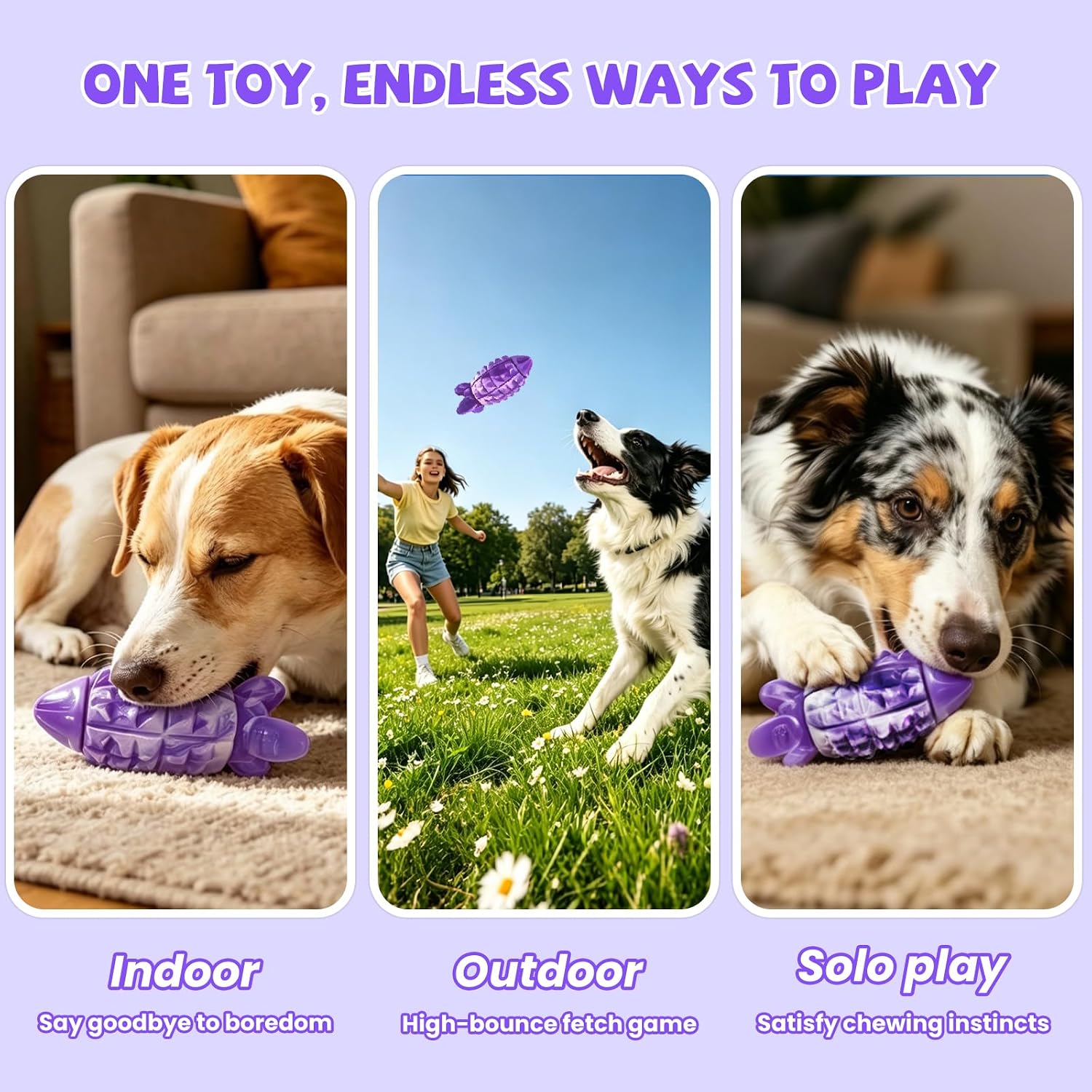 Yineya heavy duty dog toy held in hand for scale