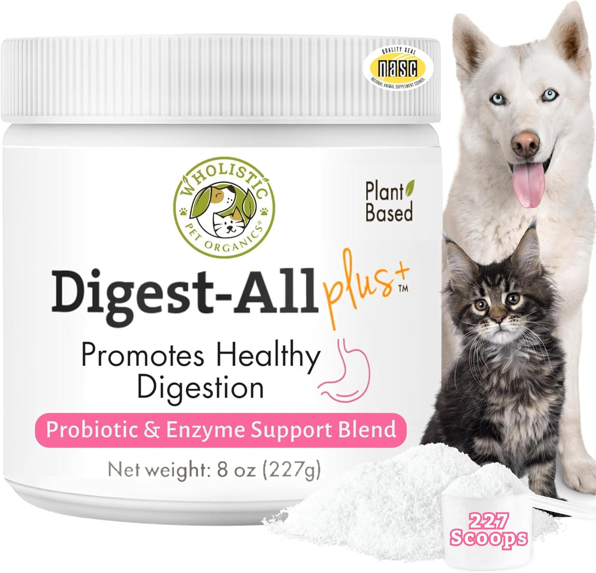 Wholistic Pet Organics Daily Cat & Dog Probiotics for Digestive Health, Anti Diarrhea & Gut Support - Probiotics for Dogs with Digestive Enzymes & Prebiotic Fiber - Cat Probiotic - 2 Oz - 57 Scoops - Image 11