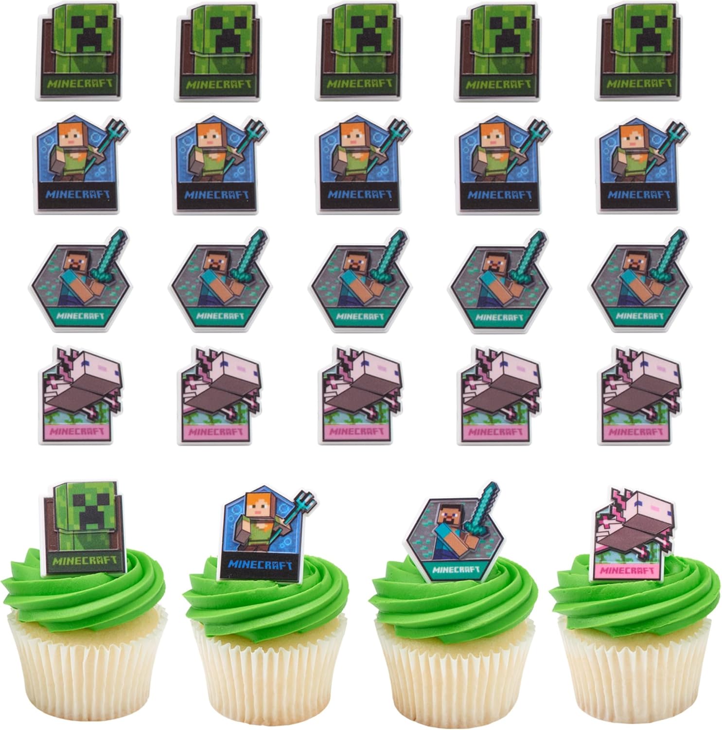 DecoPac Minecraft Lush Finds cupcake rings front view