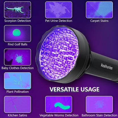 Realhunlee heavy duty ultraviolet detector inspecting an air conditioner unit for leaks.