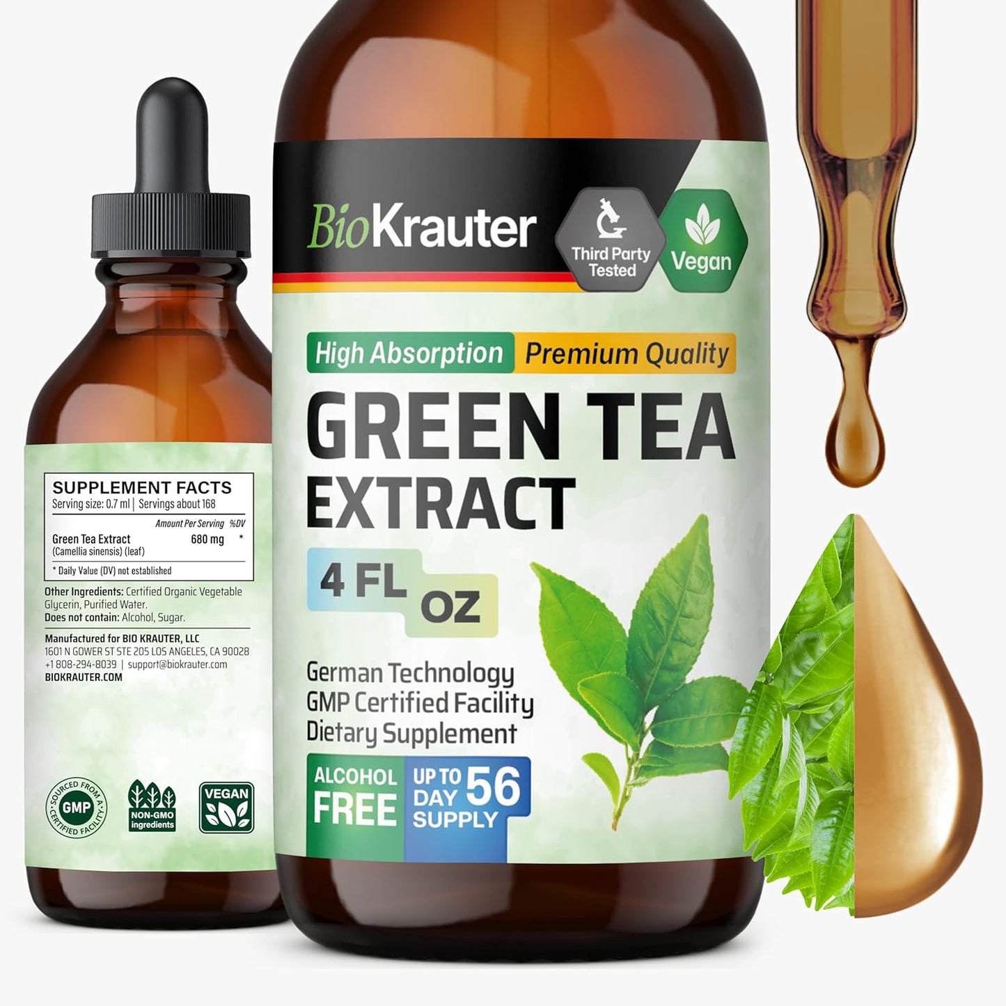 Bio Krauter Green Tea Extract liquid bottle front view