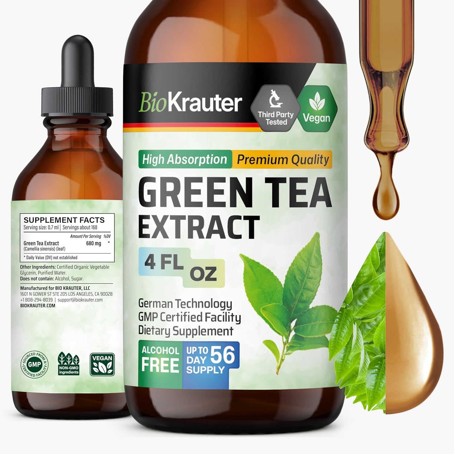 Bio Krauter Green Tea Extract liquid bottle front view
