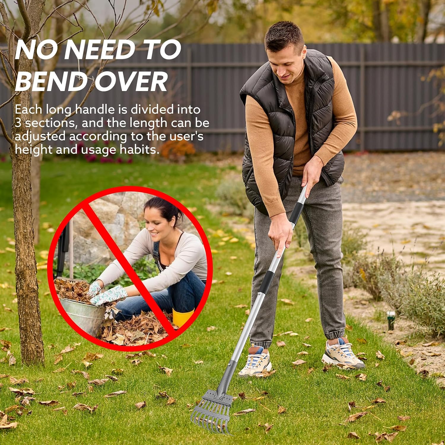 HANTOP dog poop scooper being used to clear pet waste from a backyard grass surface.