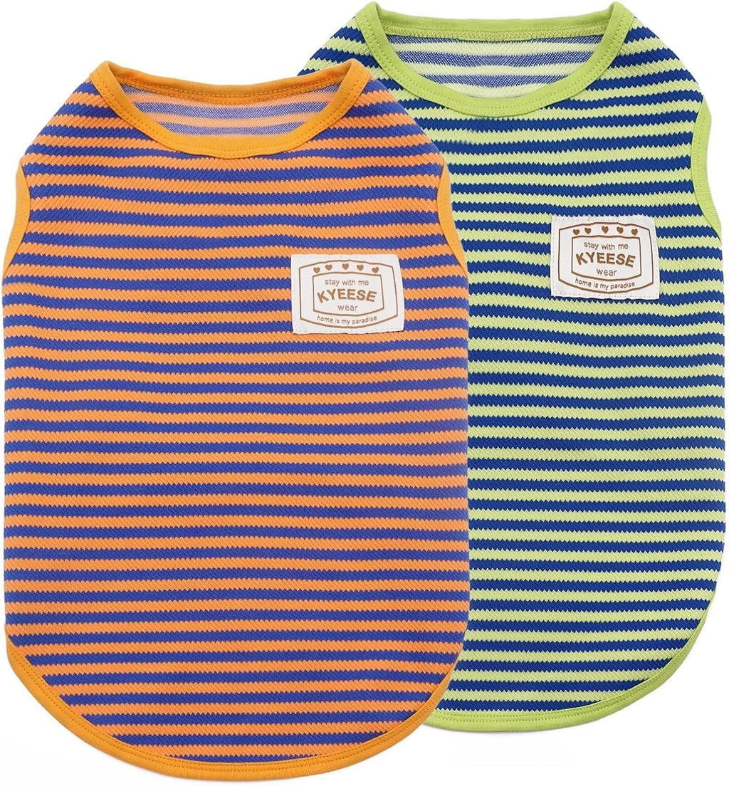KYEESE 2Pack Dog Shirt, Soft Striped Dogs T Shirts, Lightweight Doggie Tank Top Cat Clothes, Sleeveless Dog Shirt for Small Dogs, Stretchy Pet Vest, Dark Blue, Medium - Image 13
