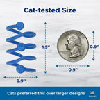 Side view comparison highlighting the compact wine cork size of the BounceCats pet chasing toy.