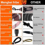 Nylon climbing rope double dog leash with reflective safety strips