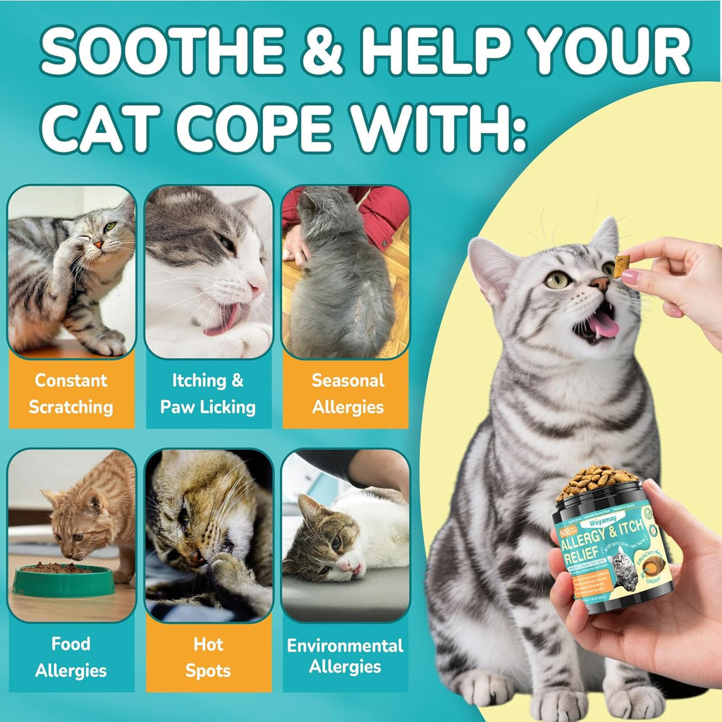 Woyamay chicken flavor cat allergy chews close up ingredient highlights