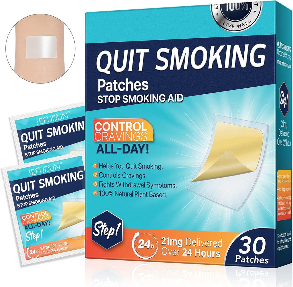 RSGRT Quit Smoking Patches Step 1 front view of 30 count box nicotine transdermal system.