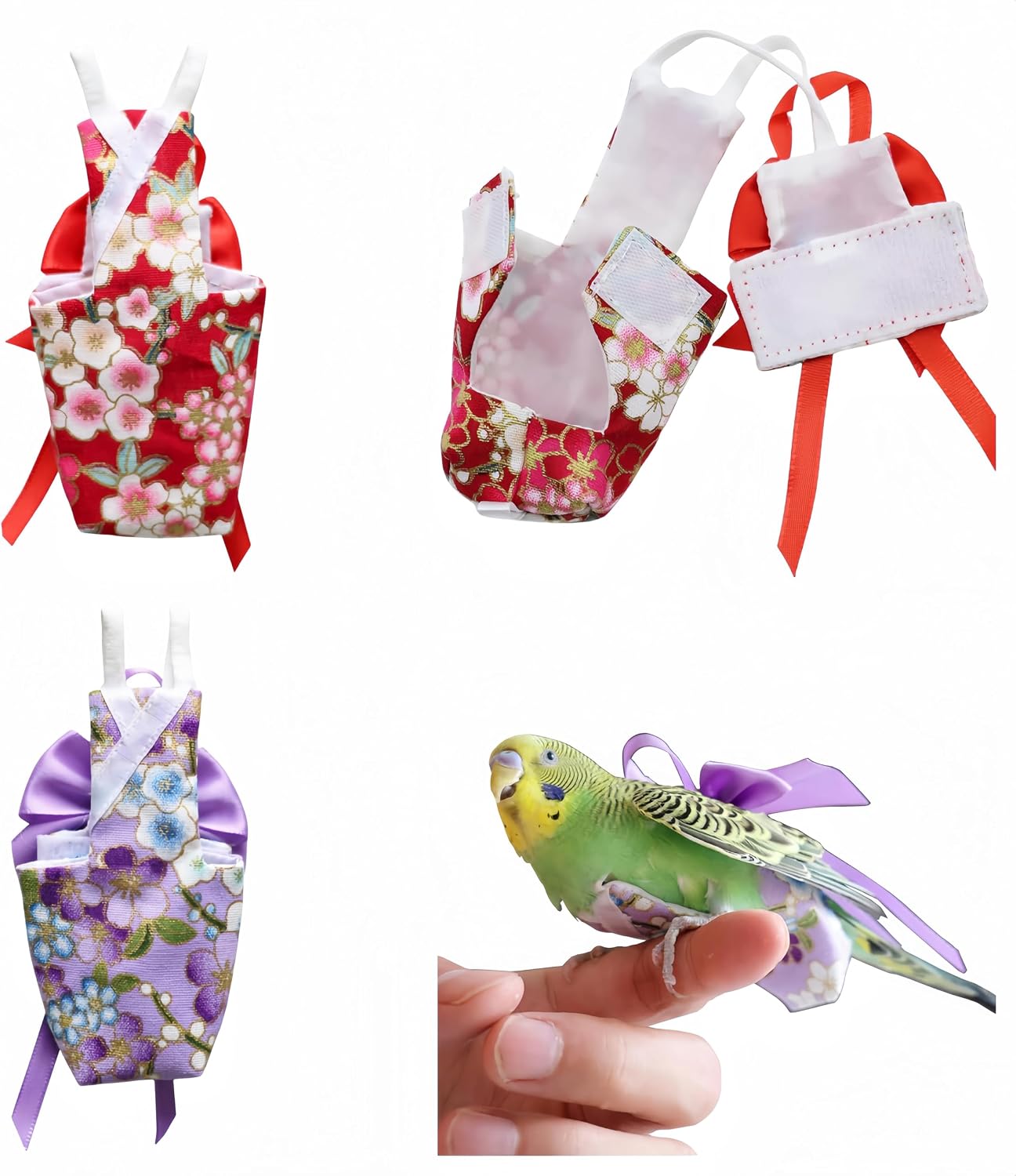 Premium imported pet bird flight suit packaging showing authentic USA sourced branding