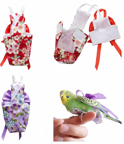 Premium imported pet bird flight suit packaging showing authentic USA sourced branding