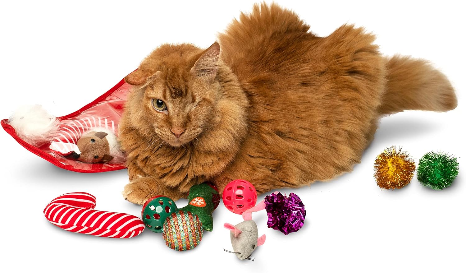 Midlee holiday kitten toys showcasing multi textured sparkle and plush materials