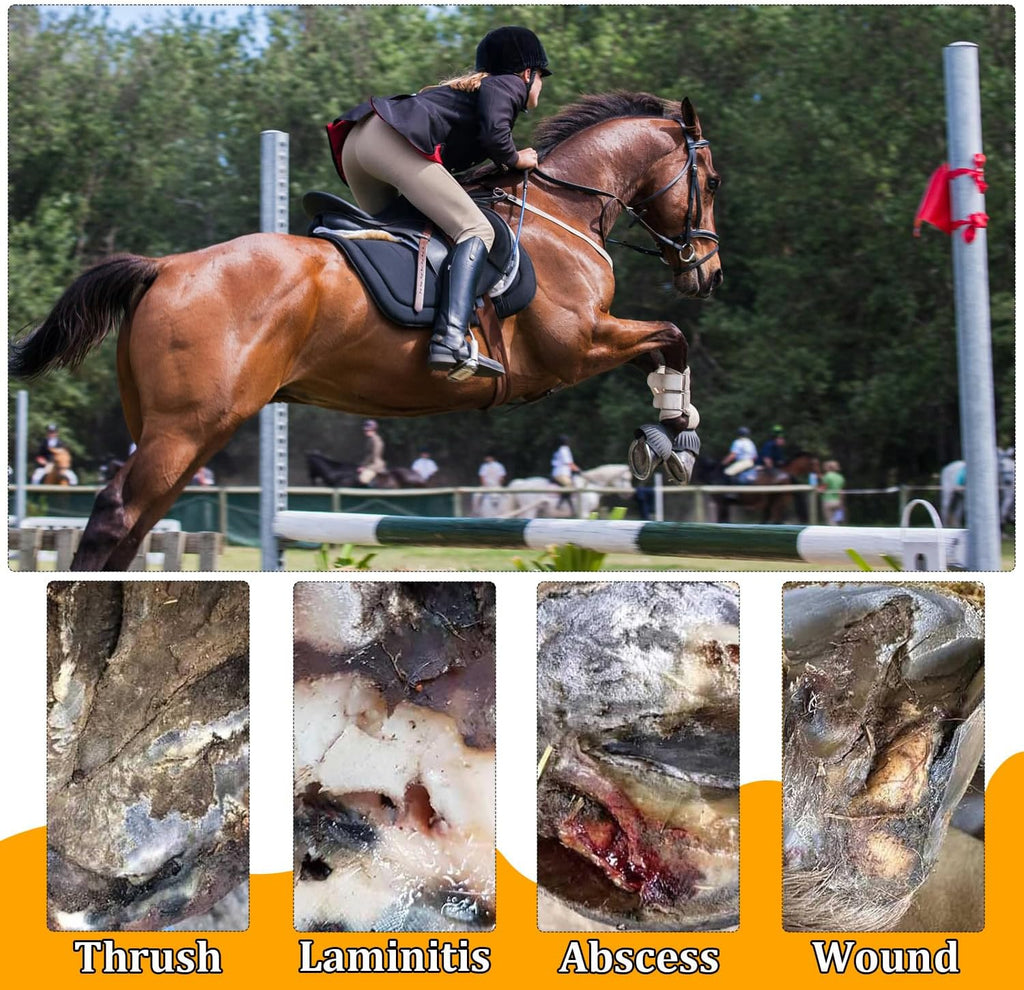 Youven horse hoof tape used alongside protective boots for long lasting wound management.