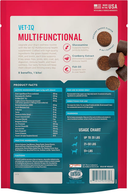 VetIQ supplement ingredients list on bottle