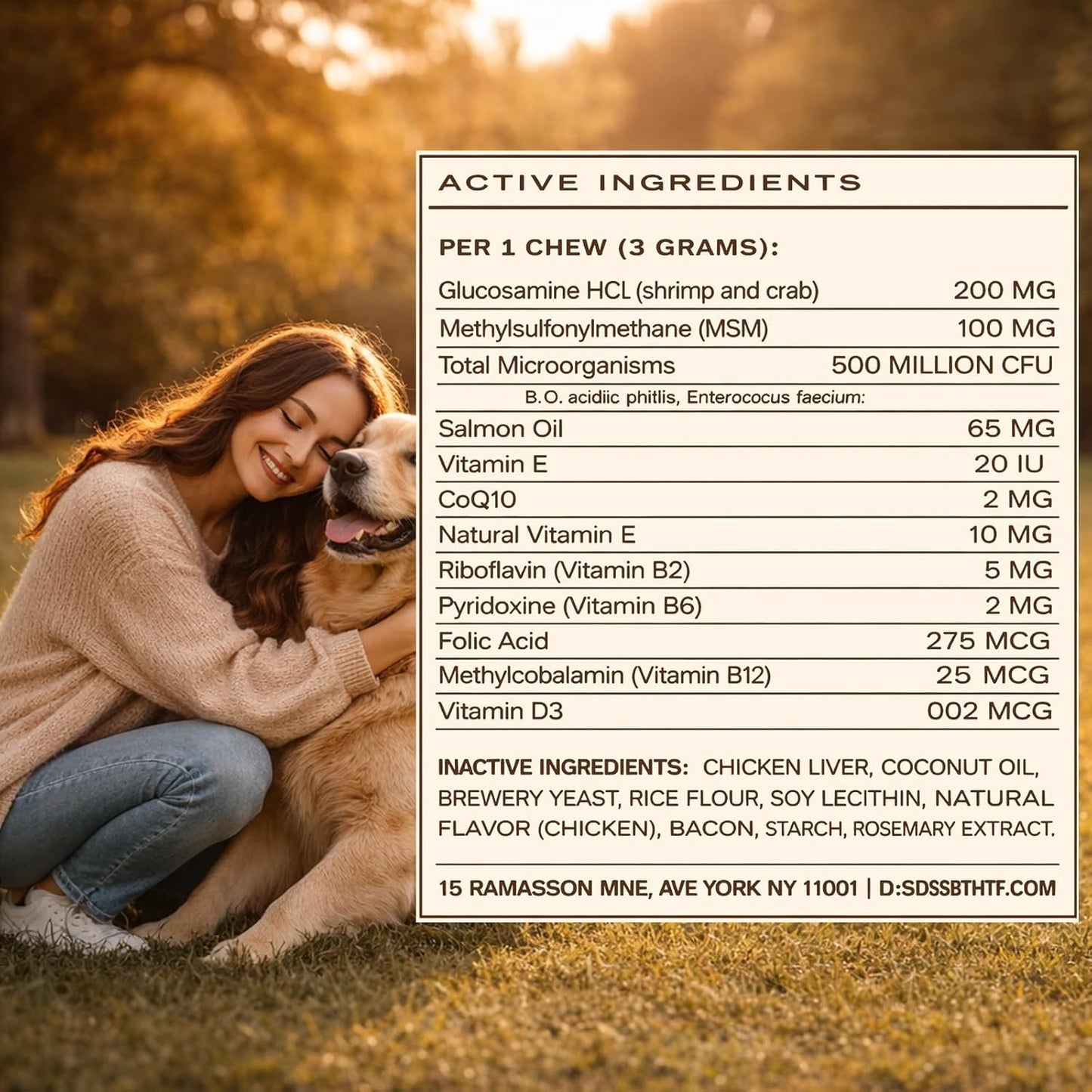 KOVGOCY premium dog chews displaying hip joint and gut health benefits