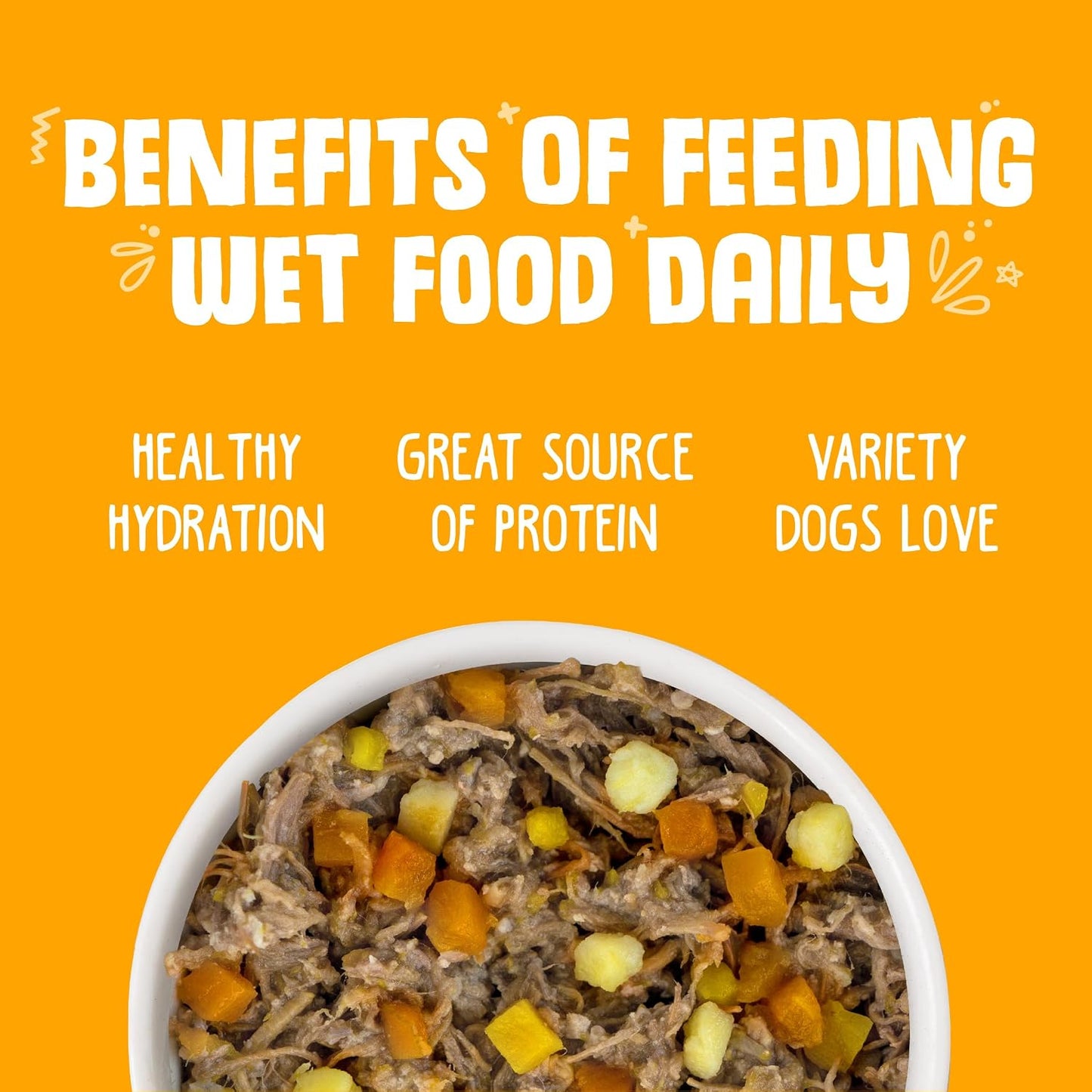 Side view of Weruva classic dog food cardboard tray packaging for variety pack.