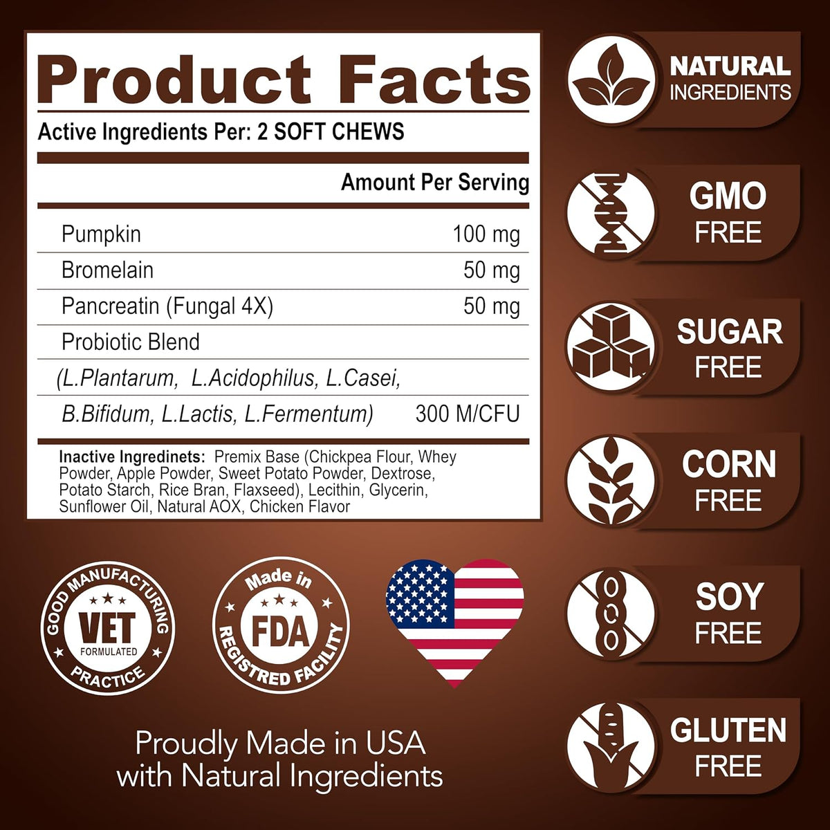 High fiber probiotic supplement for firm dog stools