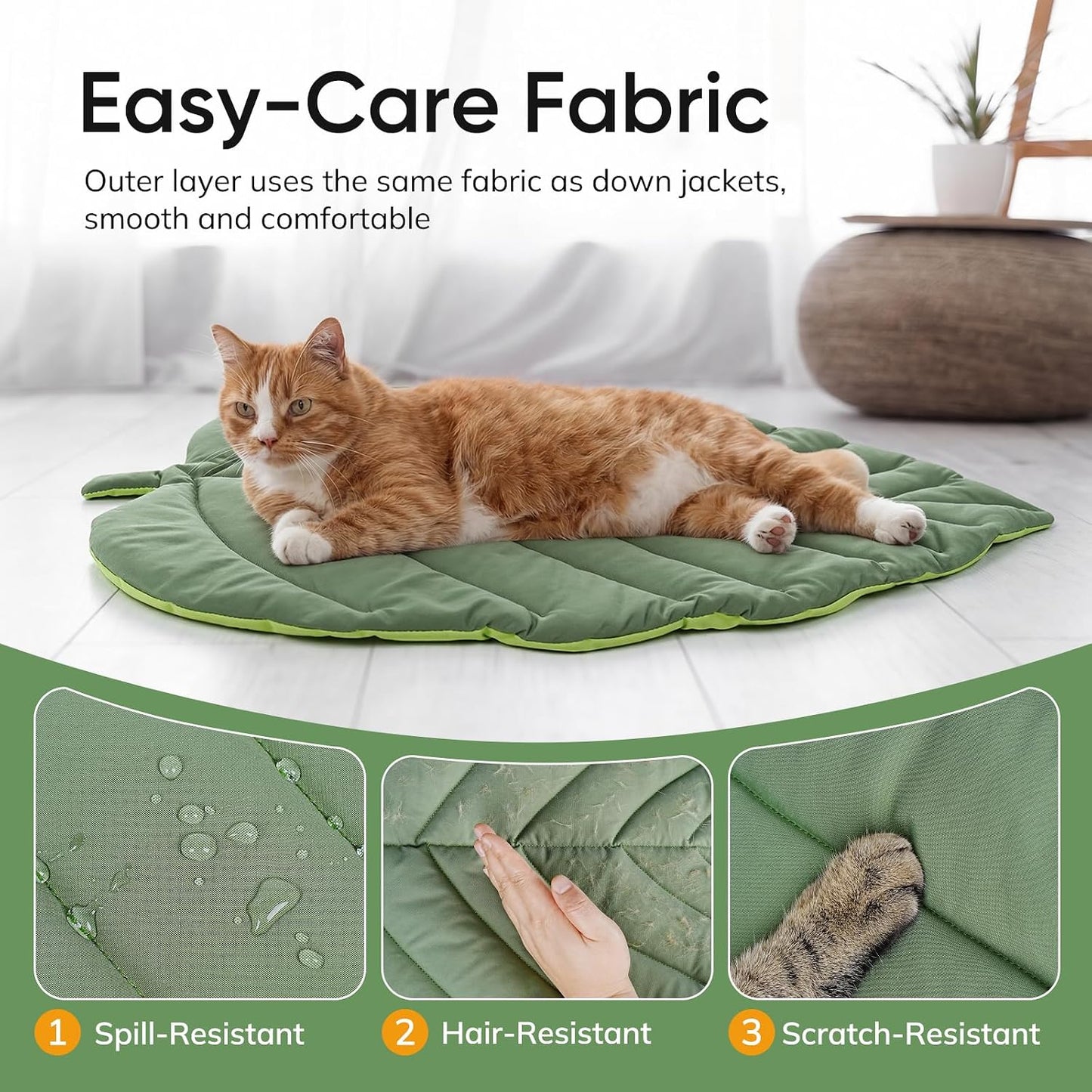 Supet leaf shaped pet mat showing texture and thickness