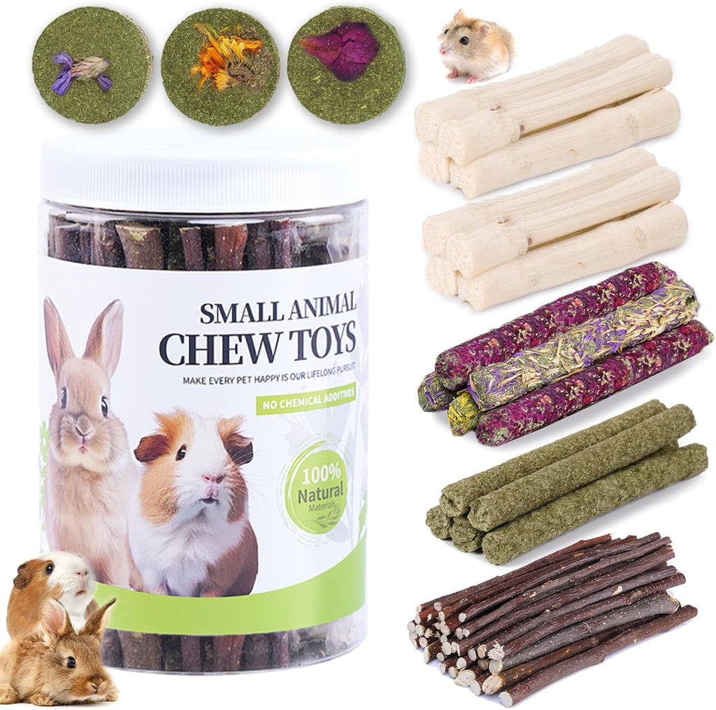 JOUSONTY rabbit chew toys assortment in a sealed storage jar front view