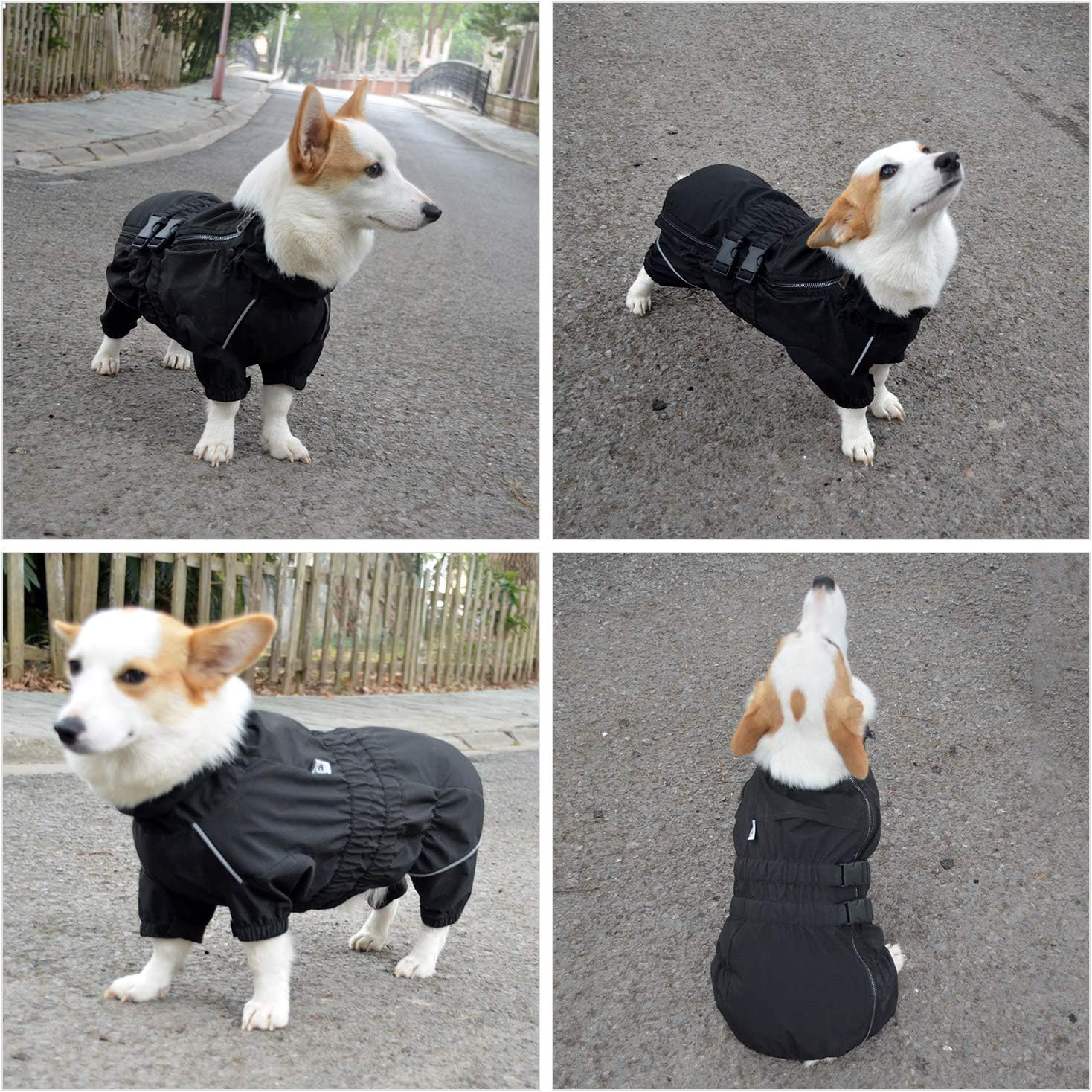 Lovelonglong Waterproof Dog Raincoat - 4-Leg Full Body Dog Rain Suit with Reflective Strips & Leash Opening, Outdoor Dog Jacket for Rainy Weather - Image 10