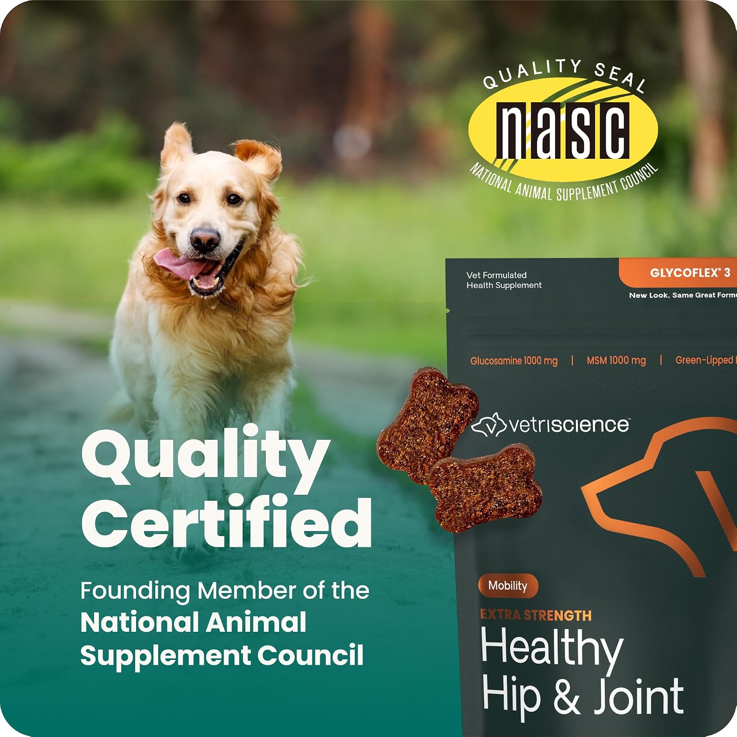 VetriScience advanced veterinary formula hip and joint supplement side view