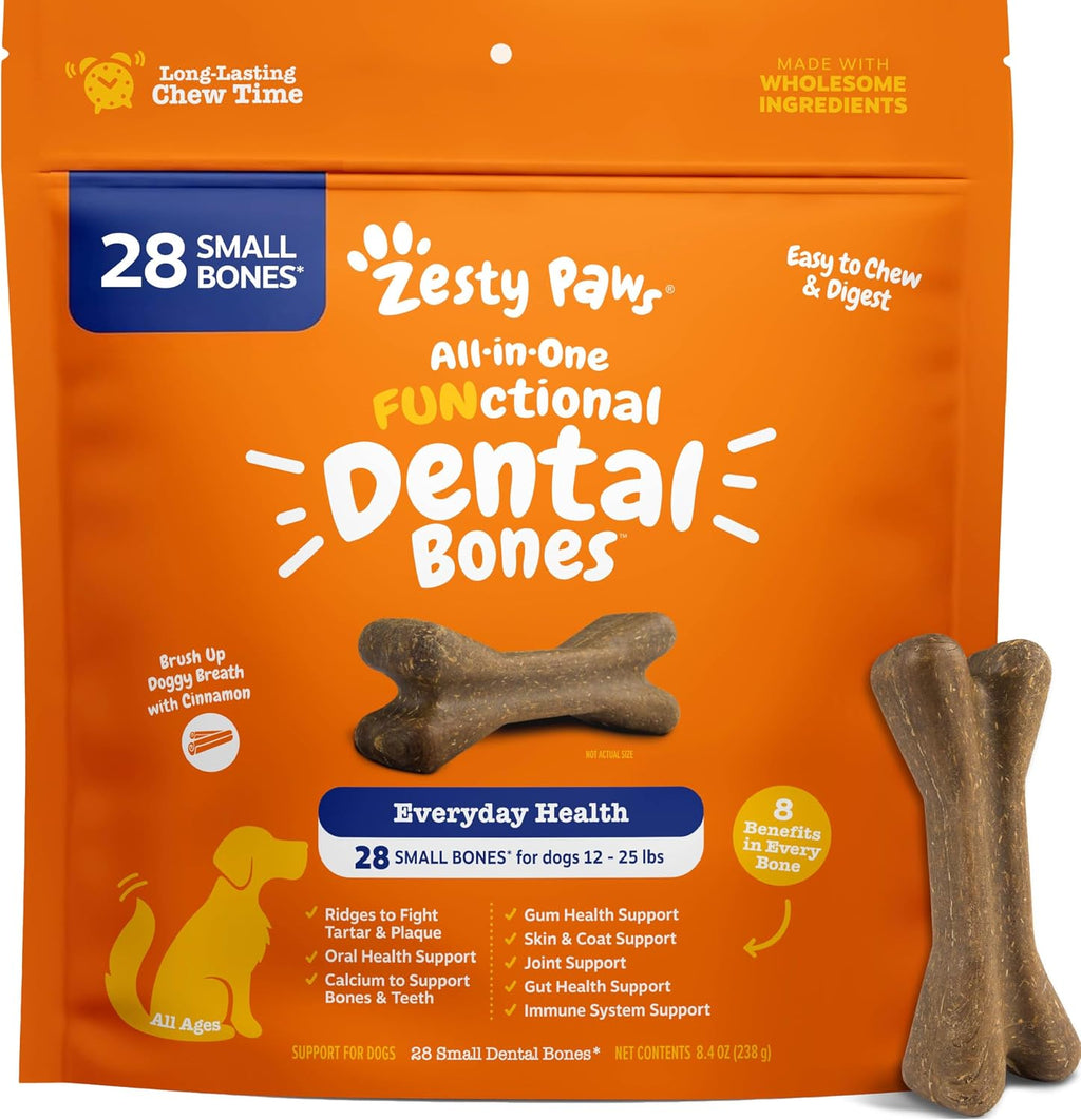Zesty Paws Dental Bones for small dogs front packaging view