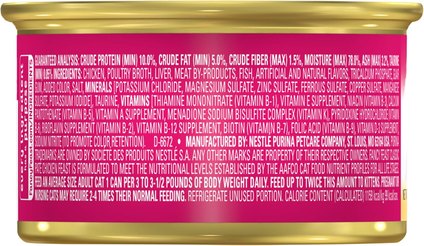 Purina Fancy Feast Chicken Feast Classic Grain Free Wet Cat Food Pate - (Pack of 24) 3 oz. Cans - Image 10
