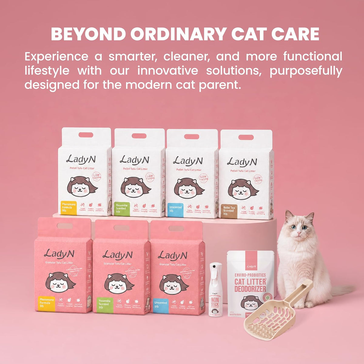 Lady N Cat Attract Tofu Litter - Natural Attractant Formula for Litter Box Training, Calming Pheromone for Multi-Cat Homes, Classic Pellet Shape for Standard Litter Box 9lb - Image 9