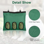 2 Pcs Rabbit Hay Feeder,Guinea Pig Hay Feeder,13x10.8 Inch Guinea Pig Bag,Small Animal Feeding Bag for Rabbits, Hamsters, Hedgehogs(3 Holes,Green) - Image 4