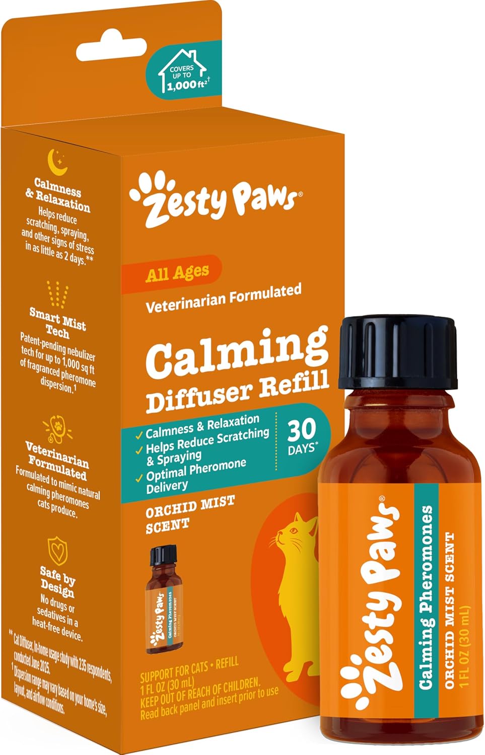 Zesty Paws 30 Day Cat Pheromones Calming Diffuser Plug-in Starter Kit - Cat Calming Diffuser for Cats with Stress, Urine Spraying, Scratching, Excessive Grooming & Aggression - Starter Kit - Image 9