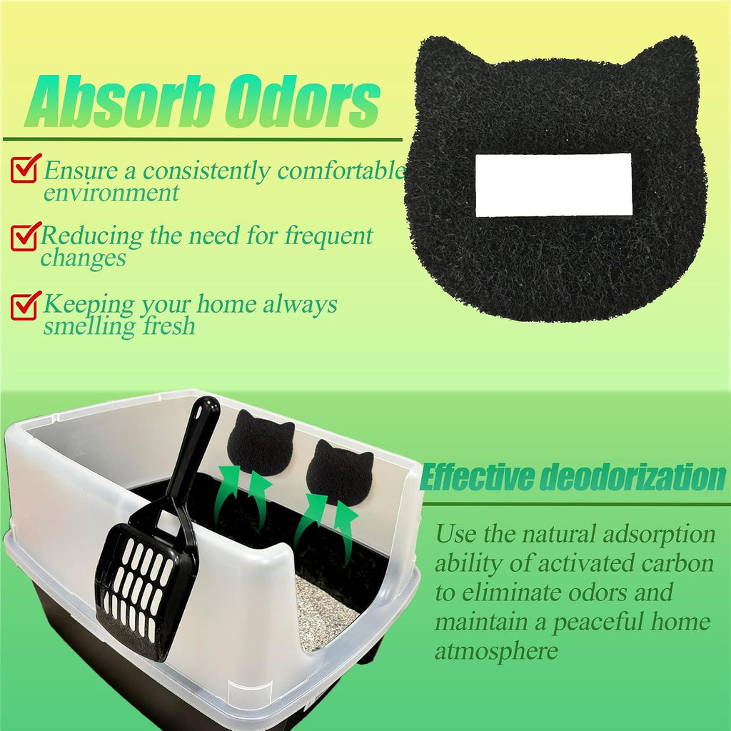 PurifyLogix adhesive charcoal filter being attached to a hooded litter box