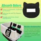 PurifyLogix adhesive charcoal filter being attached to a hooded litter box