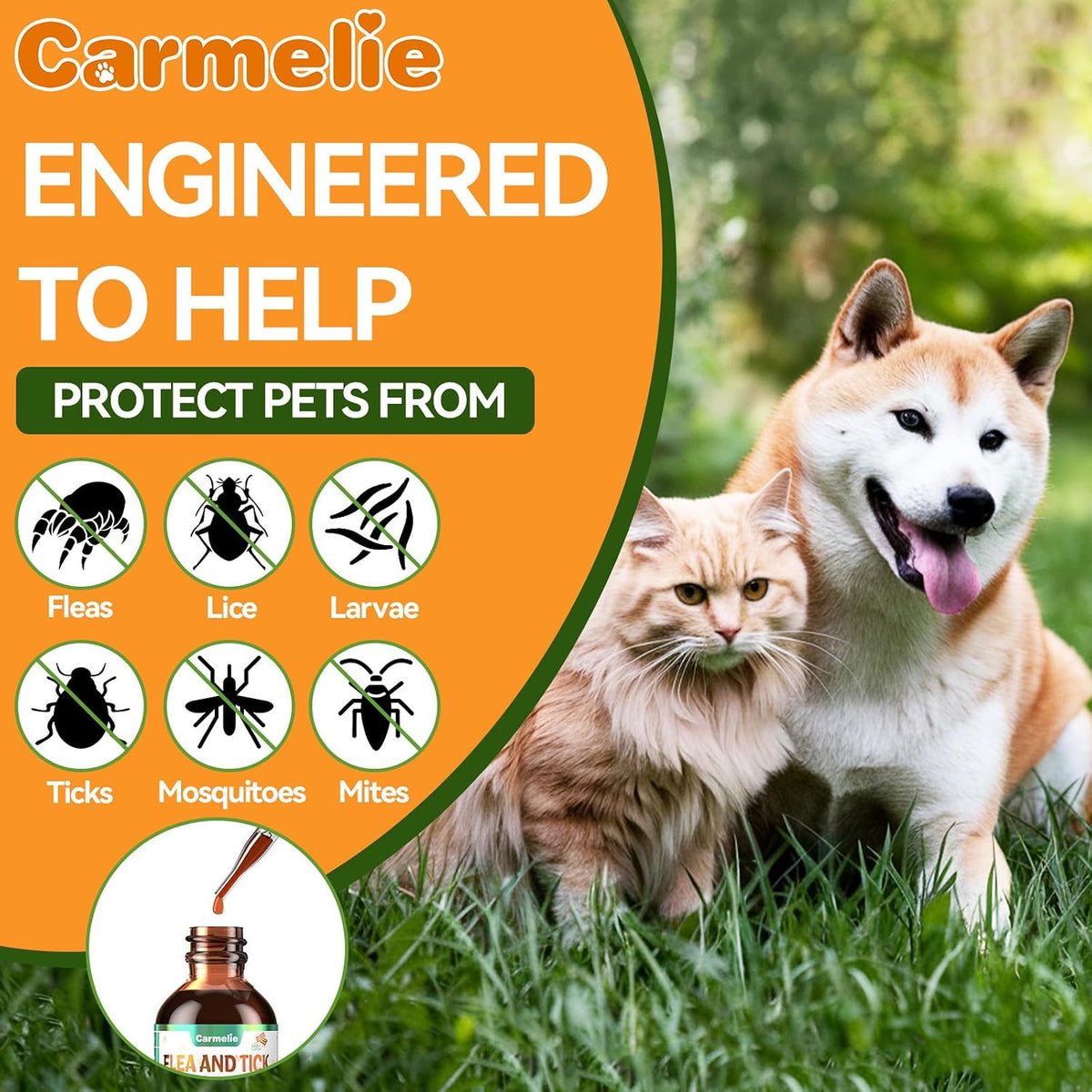 Carmelie multivitamins skin and coat support formula for pets back label