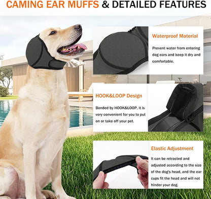 Dog wearing Bamy waterproof ear protection for grooming