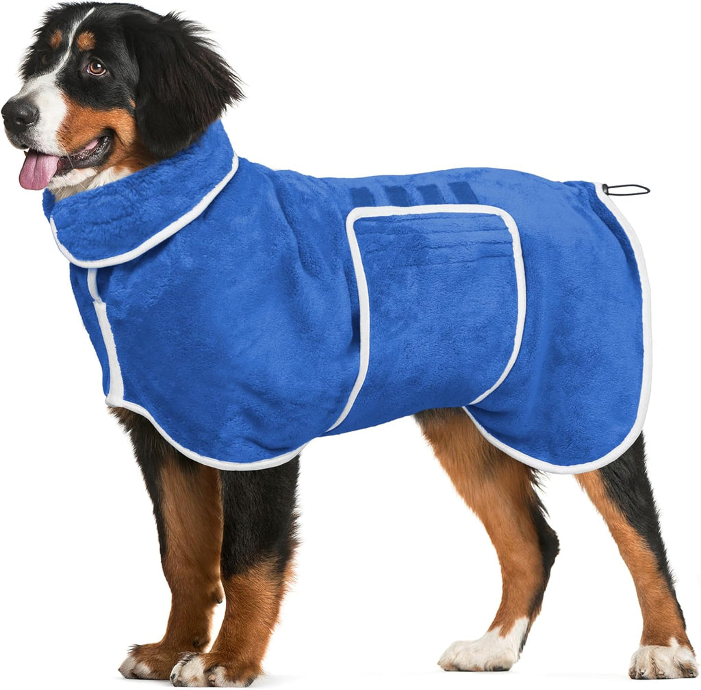 Dog Bathrobe Towel Drying Coat - Super Absorbent Dog Towels Bath Robe for Drying Dogs Large, Soft Adjustable Collar & Belly Strap Fast Drying Coat Pet Dog Cat Bath Robe Towel (Grey, X-Large) - Image 9