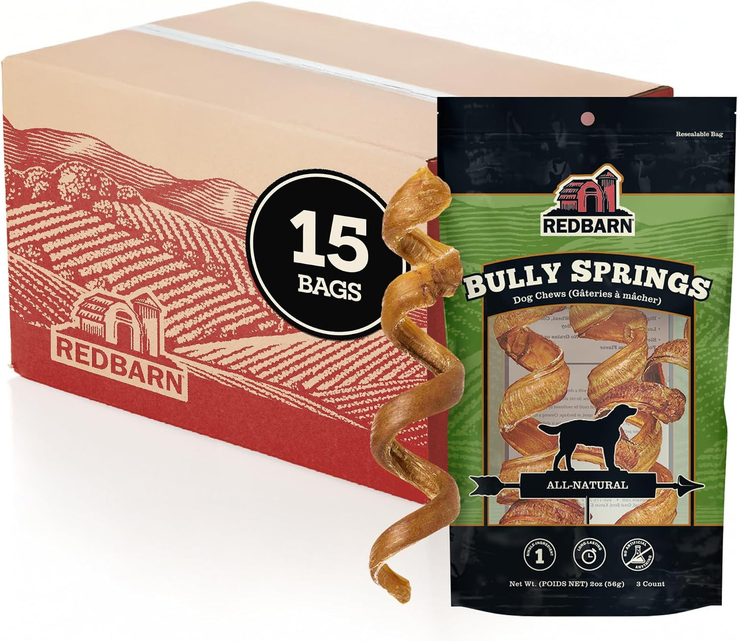 Redbarn Bully Spring Dog Chews 4"-6" 3-Count- 100% Natural Single Ingredient Beef Pizzle Spiral Sticks for Medium to Large Dogs - Rawhide Free Long Lasting Dental Chews - Image 15