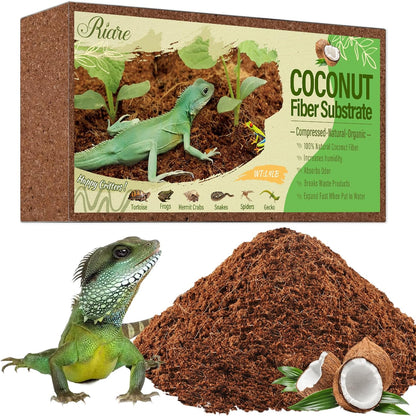 Riare 2 Pack Natural Coconut Fiber Substrate for Reptile- Premium Compressed Coconut Husk Terrarium Bedding for Reptile, Tortoise, Frogs, Snakes Hermit Crabs, Burrowing Animals - Image 12