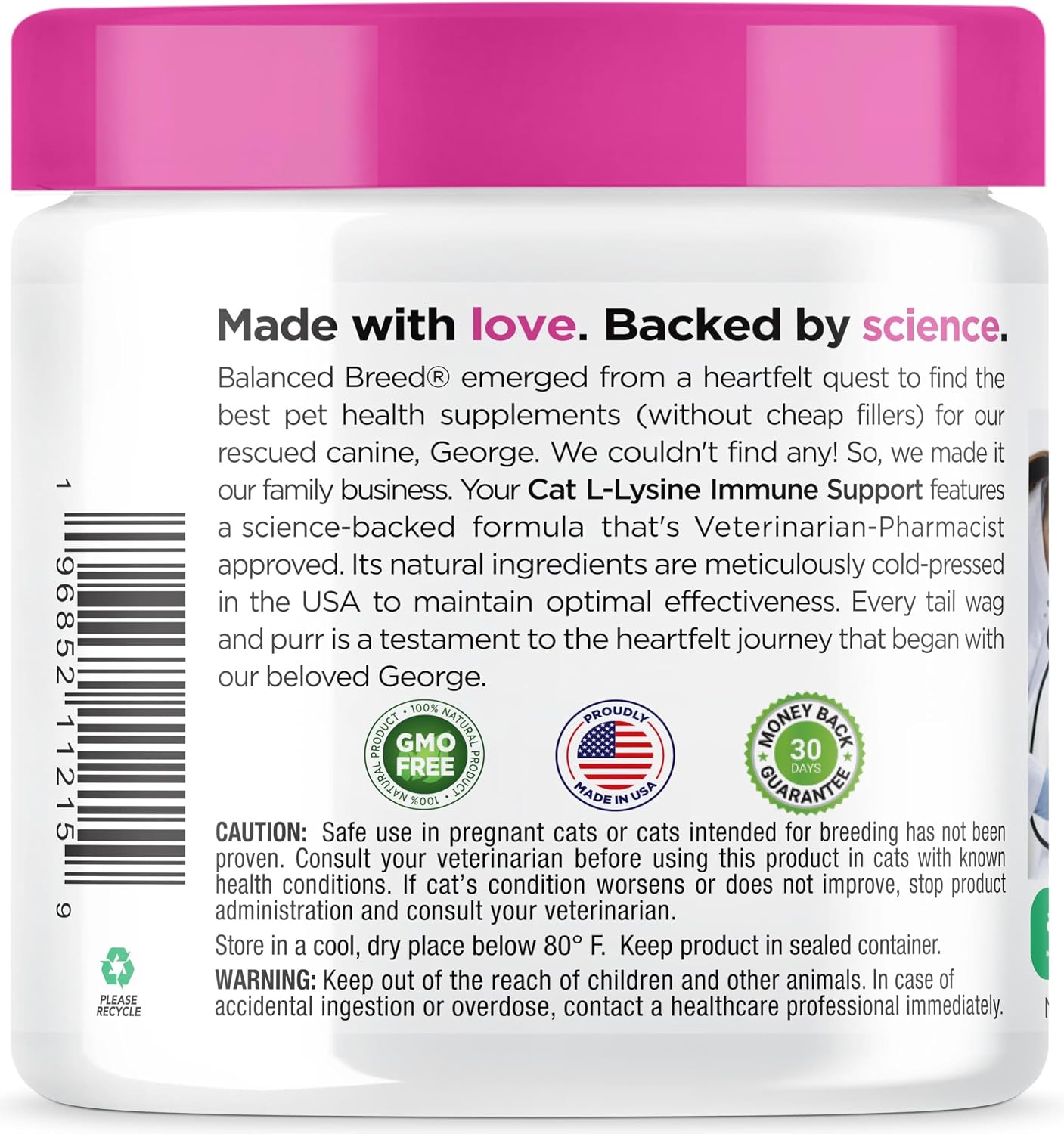 Balanced Breed L-Lysine soft chews ingredient highlights