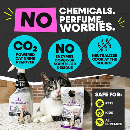 Jackson Galaxy non toxic cat pee cleaner spray bottle for carpet stains