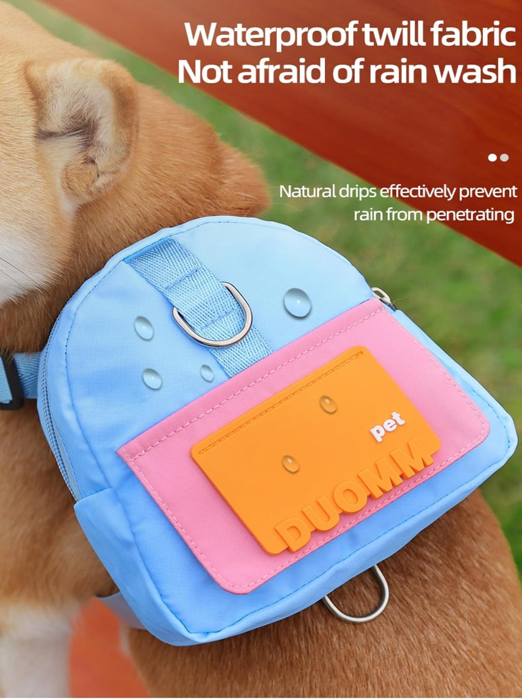 Smileshiney dog backpack harness showcasing the inner breathable mesh fabric construction.