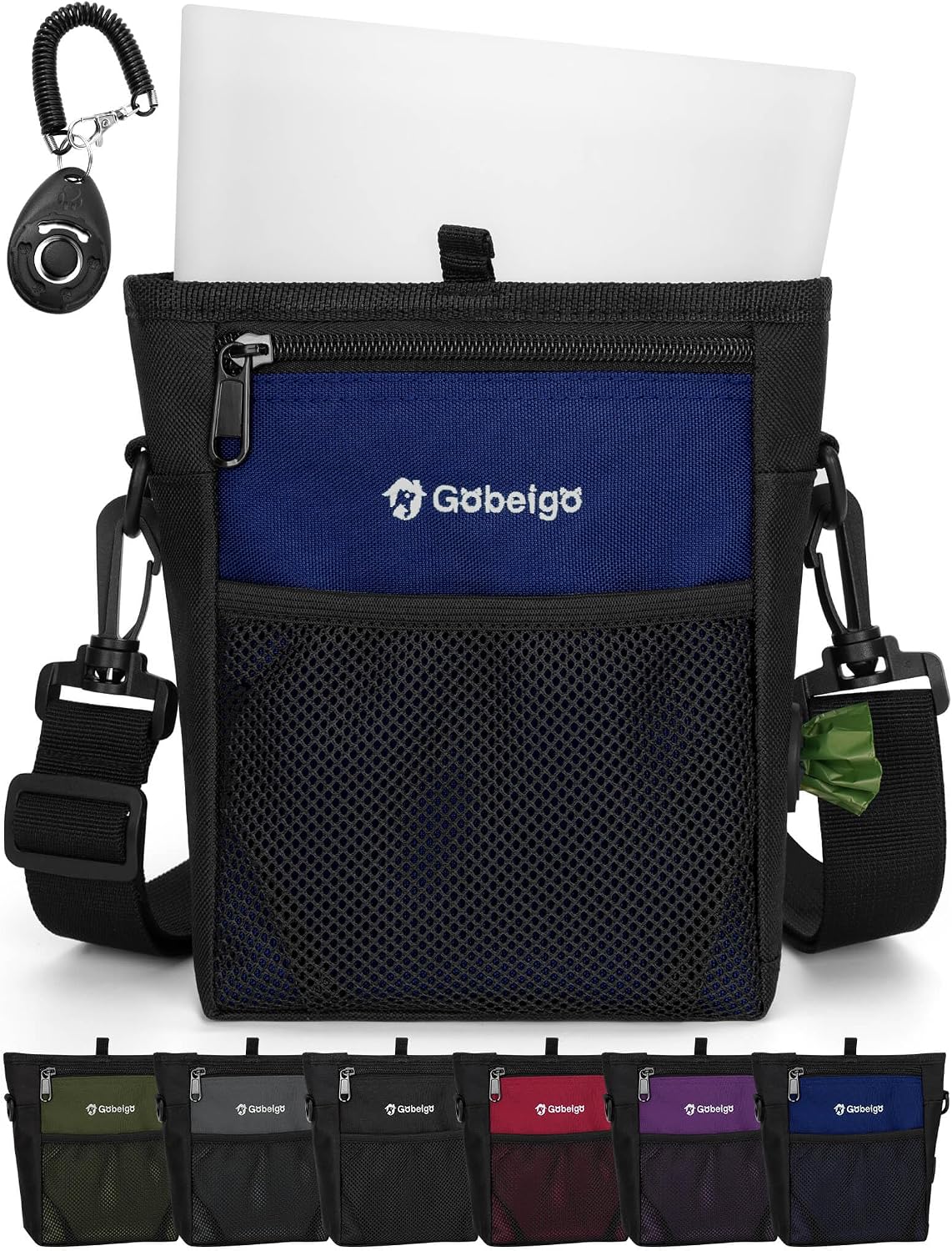 Gobeigo Dog Treat Pouch, Magnetic Closure & Sealable Silicone Bag Insert, 4-Cup Capacity - Belt Clip/Waist Belt/Crossbody Wear, Clicker Included - Great for Pet Training & Walking (Black) - Image 11