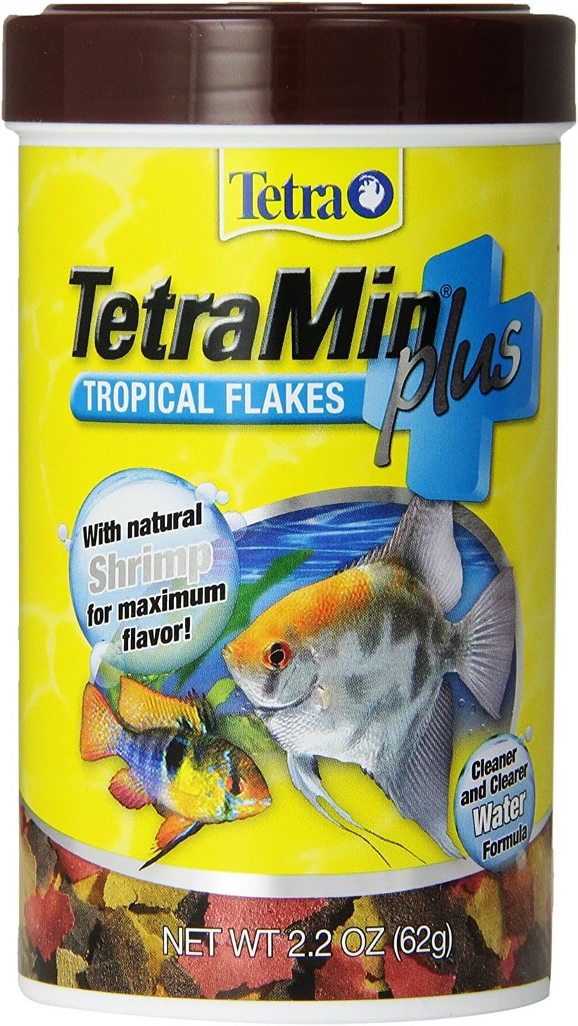 Nutritional breakdown and feeding instructions for TetraMin Plus flakes.
