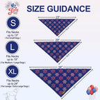 Reversible USA patriotic pet scarf showing firework design