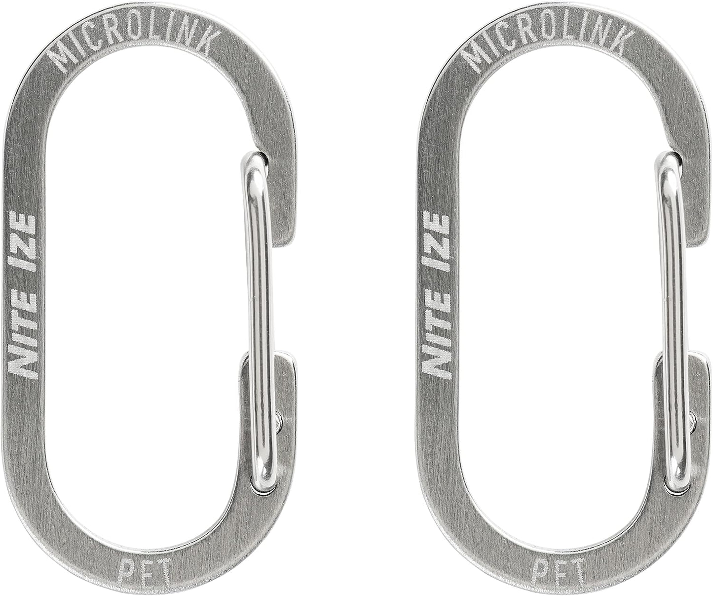 Close up view of the stainless steel wire gate mechanism on the miniature dog tag clip