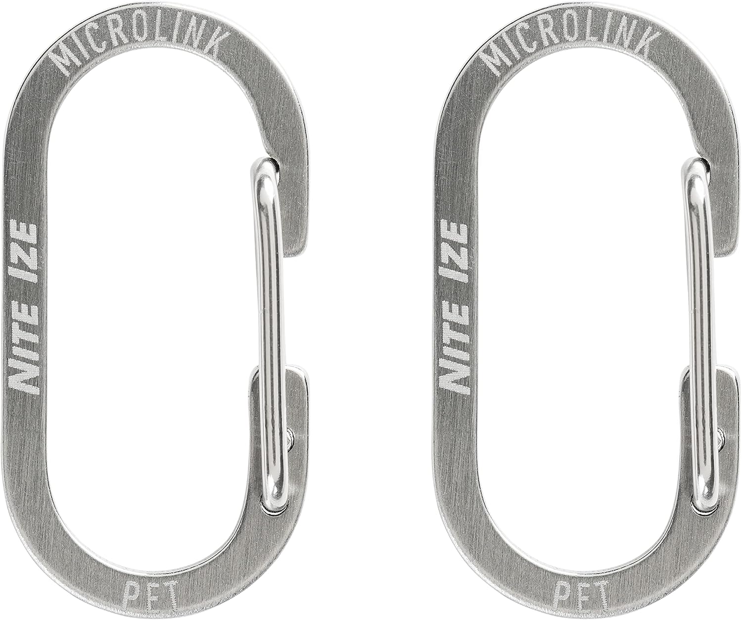 Close up view of the stainless steel wire gate mechanism on the miniature dog tag clip